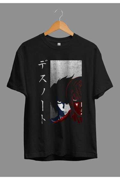 FULL TOLERANCE Tricou oversize Death Note Kira (light Yagami) și L Anime Char...