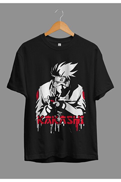FULL TOLERANCE Tricou cu imprimeu oversize Hatake Kakashi Naruto Anime Charac...