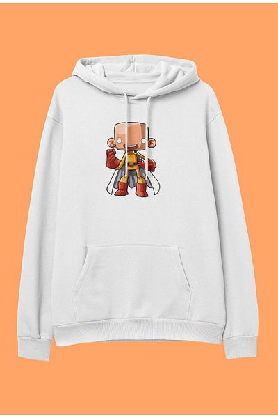 FULL TOLERANCE Hanorac cu glugă oversize One Punch Man Minimalist Saitama Anime Character imprimat