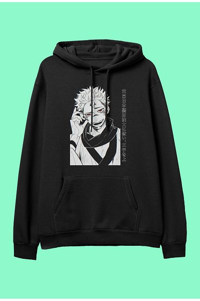 FULL TOLERANCE Oversize Jujutsu Kaisen Sukuna Ryomen Anime Character Printed Design Hooded Sweatshirt Hoodie