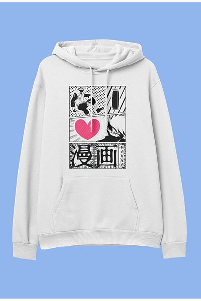FULL TOLERANCE Hanorac supradimensionat cu glugă, Hatake Kakashi Naruto, cu design de caractere din anime