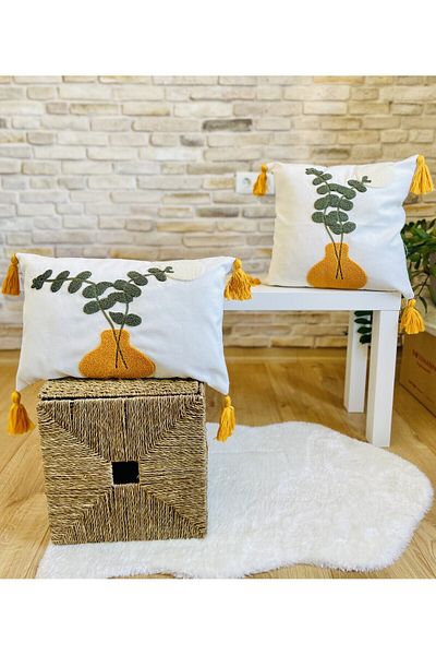 SWITA Home Design Husă de pernă cu combinație dublă, brodata cu perforare (punch)