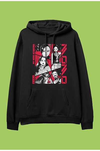 FULL TOLERANCE Hanorac cu glugă oversize My Hero Academia Momo Yaoyorozu cu imprimeu cu personaje anime