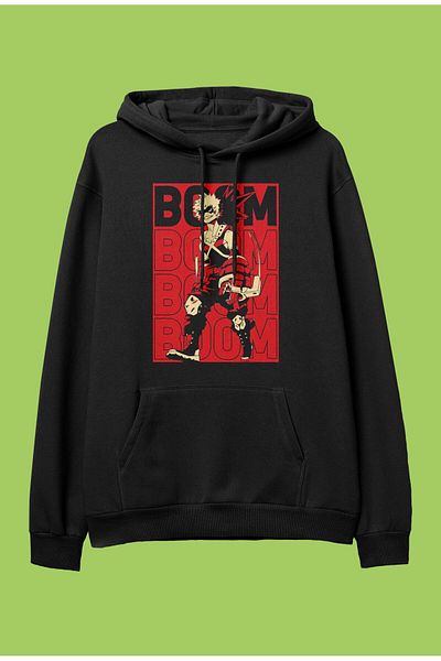 FULL TOLERANCE Hanorac cu glugă oversize My Hero Academia Katsuki Bakugo cu imprimeu cu personaje anime