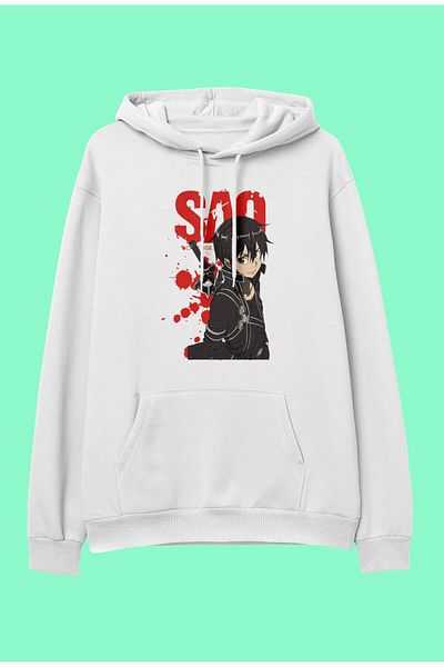 FULL TOLERANCE Oversize Sword Art Online Kirito Anime Character Printed Hanorac cu glugă