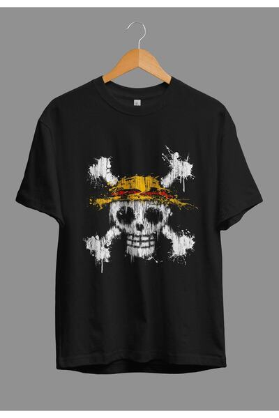 FULL TOLERANCE Prevelika jednodijelna majica sa slamnatim šeširom i anime pri...