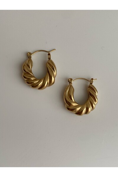 Owentis Çelik Gold Burgu Vintage Klei Halka Küpe -kararma Yapmaz-