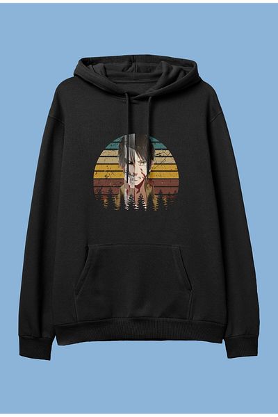 FULL TOLERANCE Oversize Attack On Titan Eren Yeager Hanorac cu glugă imprimat cu personaje retro Anime
