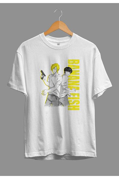 FULL TOLERANCE Tricou oversize Banana Fish Ash Lynx și Eiji Okumura Personaj anime imprimat cu design special