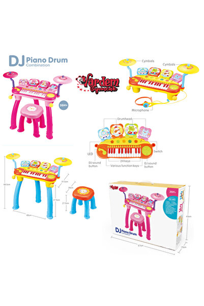 Genel Markalar Vardem Mikrofonlu 24 Tuşlu Mp3 Çalar Piyano Davul