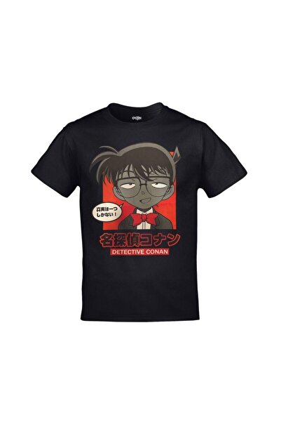 FULL TOLERANCE Tricou negru unisex cu imprimeu anime Detective Conan Edogawa