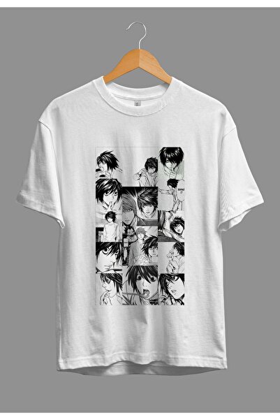 FULL TOLERANCE Oversize Death Note L Anime Karakter Baskılı Özel Tasarım Tişört