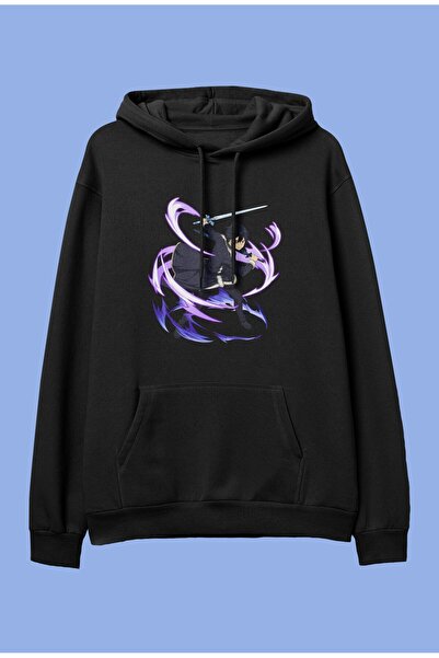 FULL TOLERANCE Oversize Sword Art Online Kirito Anime Karakter Baskılı Kapüşo...