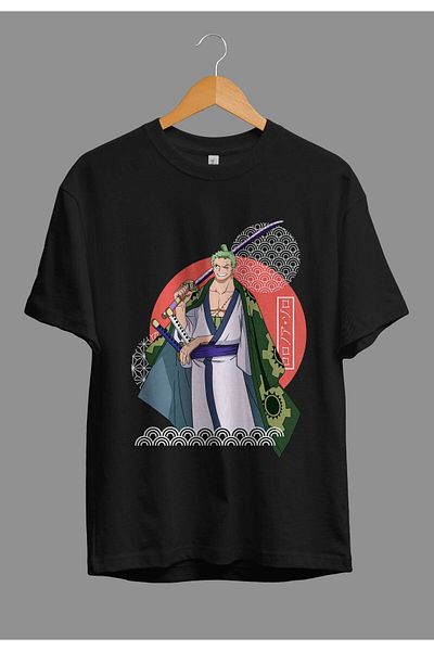 FULL TOLERANCE Tricou oversize One Piece Roronoa Zoro cu imprimeu cu personaje de anime cu design special