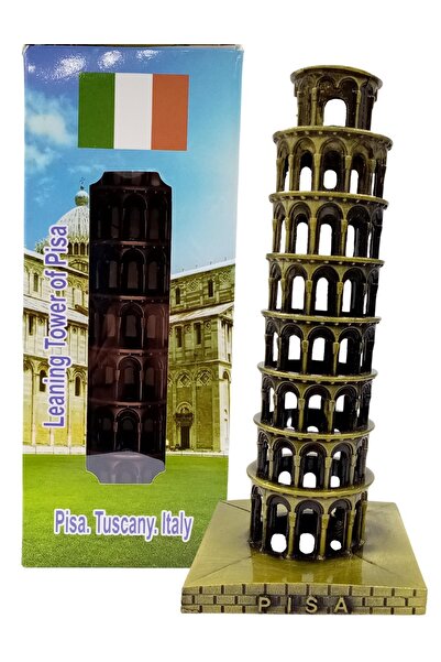 Dünyadan Hediyeler Vintage Metal İtalya Pisa Kulesi Biblo Antik Bronz 16 cm