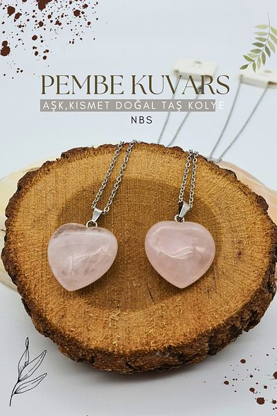 NBS Beautiful Naturel Stones Pink Quartz Heart (Love Stone) Natural Stone Necklace (1 Piece)