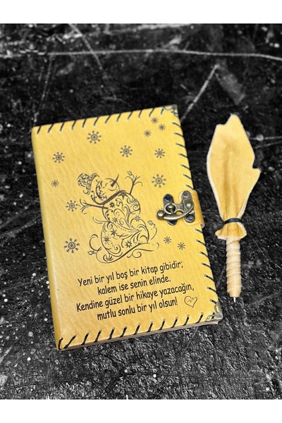 zarif atölye New Year Christmas Gift Happy Year 2024 Leather Notebook