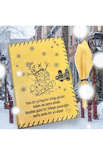 zarif atölye New Year Christmas Gift Happy Year 2024 Leather Notebook