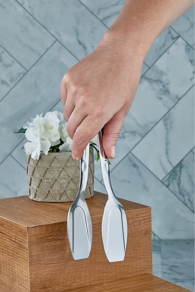 Cooker Luxury Silver Stainless Steel Fireproof, Service Tongs