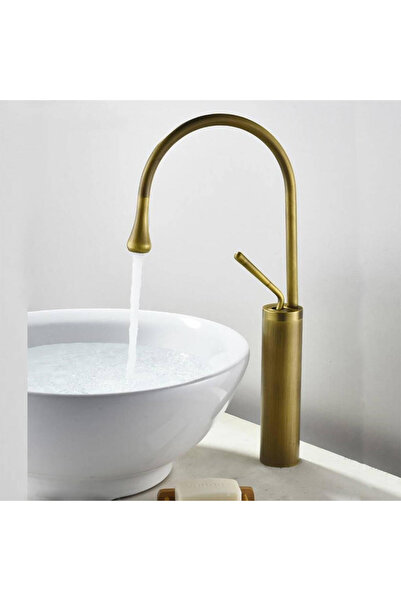 banyosepeti Altın Çanak Lavabo Bataryası Minimalist Musluk Mat Siyah Çubuk Ko...