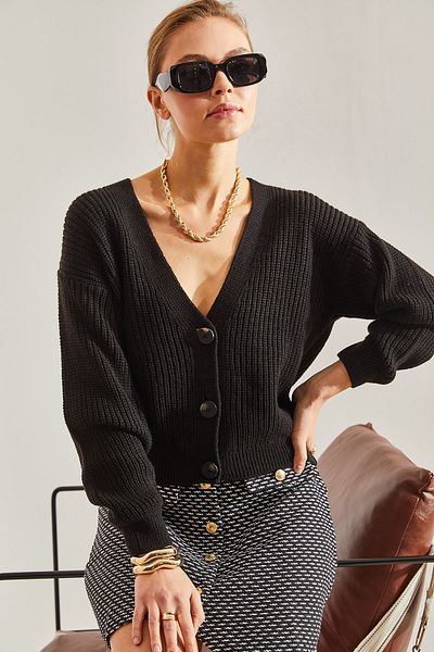 Bianco Lucci Women's Knitwear Cardigan - Buttoned Design