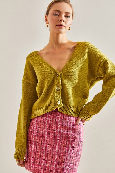 Bianco Lucci Women's Knitwear Cardigan - Buttoned Design