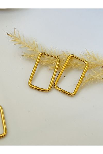 KOALA COMPANY STEEL GOLD COLOR RECTANGULAR EARRINGS 2 CM