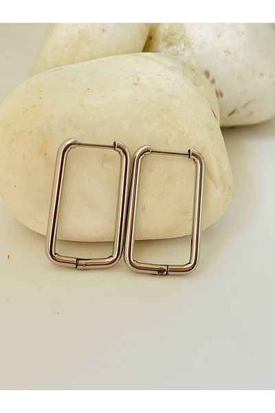 KOALA COMPANY 2 cm Steel Silver Color Rectangle Earrings