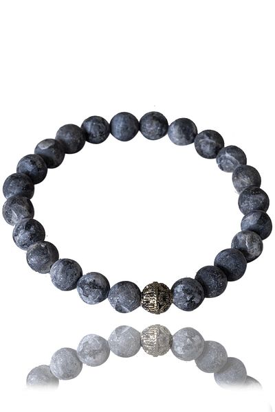 Tesbih Atölyesi Certified Raw Unprocessed Iolite Stone Bracelet - With Silver Device