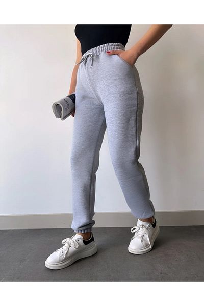 EXPECTED Γκρι Basic Jogger πλεκτό φούτερ με φλις εσωτερικά 2 κλωστές