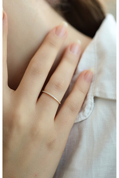 Kuyumcum 14 Ayar Altın Mini Yarım Tur Eklem Yüzük, Anneye Eşe Sevgiliye Hediye