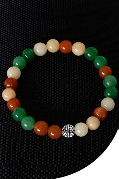 Tesbih Atölyesi Student Success Bracelet - Certified and Silver Apparatus (Calcite, Jade, Agate Stone)