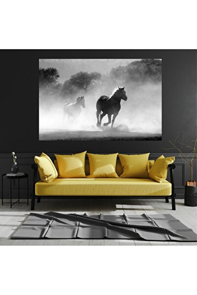 HDART Soyut Modern Koşan At Atlar Resimli Dekoratif Duvar Kanvas Tablo Tablosu