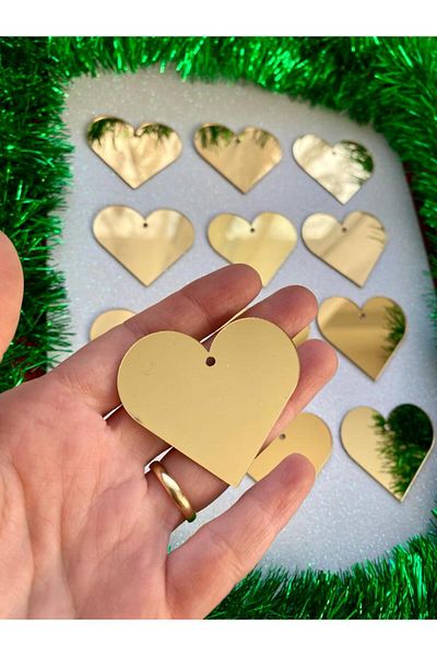 Mini Tasarım Atölyem Set of 12 Gold Plexi Christmas Ornaments