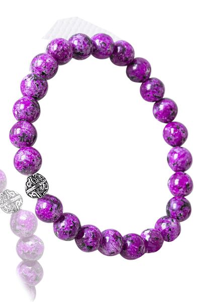 Tesbih Atölyesi Certified Light Purple Charoite Stone Bracelet - With Silver Device