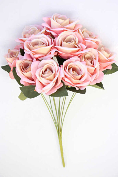 Yapay Çiçek Deposu Yapay 11 Güllü Pastel Demet 50 cm Pembe Pembe
