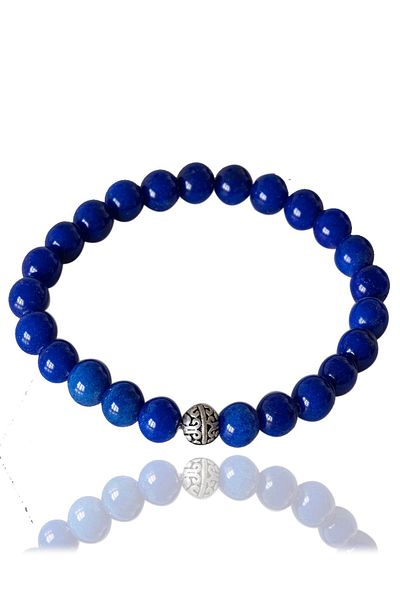 Tesbih Atölyesi Certified Blue Agate Stone Bracelet - Dark Color