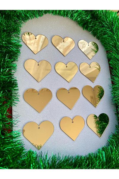 Mini Tasarım Atölyem Set of 12 Gold Plexi Christmas Ornaments