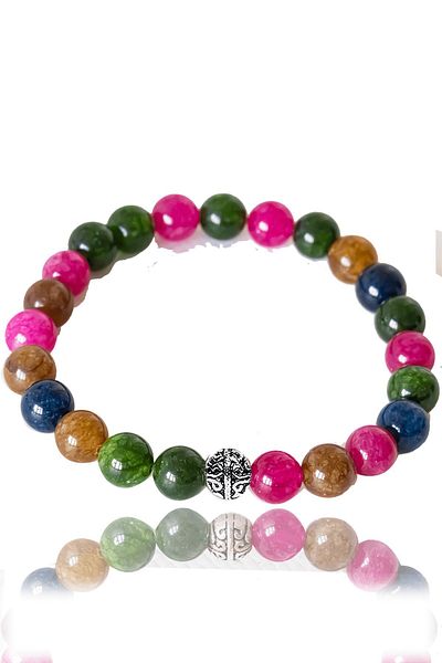 Tesbih Atölyesi Certified Natural Stone Female Student Success Bracelet (Jade, Strawberry Quartz, Lapis, Sun Stone)
