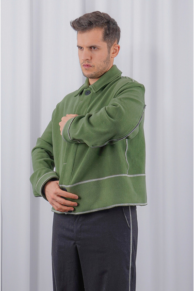 LoFiBuy Unisex Oversize Arka Fermuar Detaylı Kısa Kaşe Ceket – Pocket