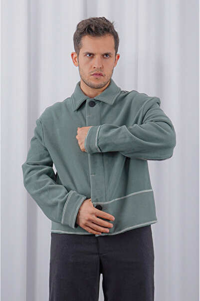 LoFiBuy Unisex Oversize Arka Fermuar Detaylı Kısa Kaşe Ceket – Pocket