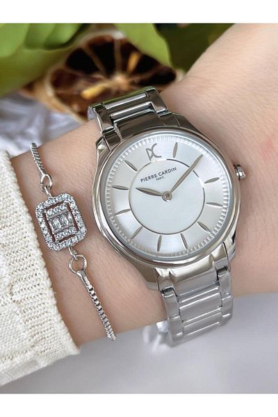 Pierre Cardin CRV.0005.G Steel Case Steel Cord Blackening Does Not Throw Color 30 Mt Waterproof Women's Wristwatch+Wrist