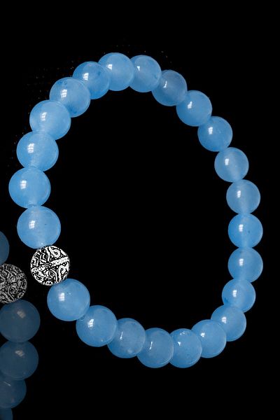 Tesbih Atölyesi Blue Agate Stone Bracelet - Silver Apparatus, Certified