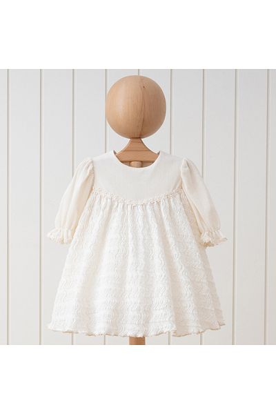 DIDuStore Baby Elegance White Cotton Lace Detailed Baby Girl Dress