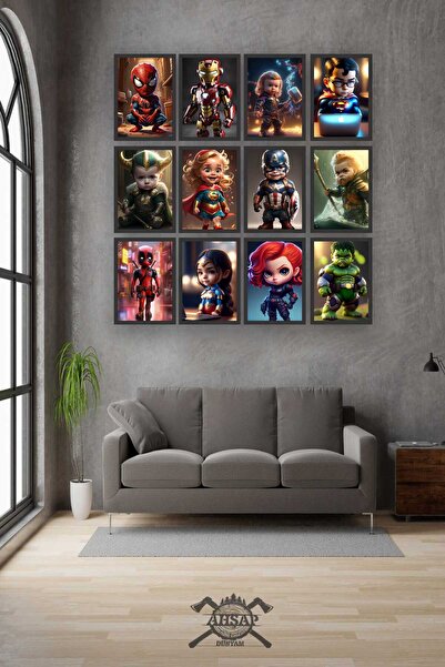 ahşap dünyam 12 piese Marvel Cadru cu personaje pentru copii Aspect MDF Tablo...