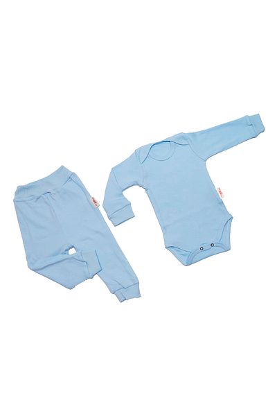 MOD10 100% Cotton Light Blue Long Sleeve Bodysuit Set