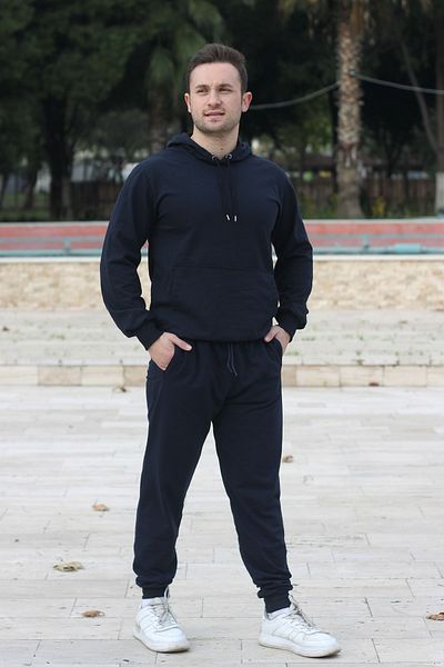 Volkyden Σετ αθλητικής φόρμας 2ip υφασμάτινο με κουκούλα και τσέπες καγκουρό απλό unisex s m l xl xxl