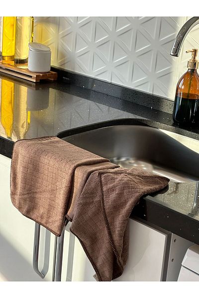 MissClean (3 Pieces) Brown Microfiber Kitchen Cleaning Cloth 40*40 cm Stain Resistant No Odor