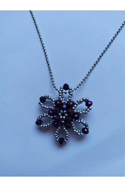 Sam قلادة ندفة الثلج Cevşen - مع سلسلة / خرز كريستالي محبوك يدويًا /