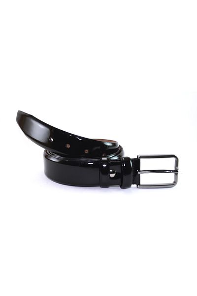 MENTOR REGALO Μαύρη δερμάτινη ζώνη - Classic Plain Patent Leather 81004